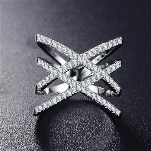 Hot Sale! Double X Shape Silver Plated Ring