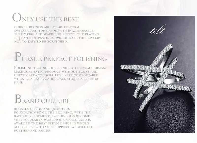Hot Sale! Double X Shape Silver Plated Ring