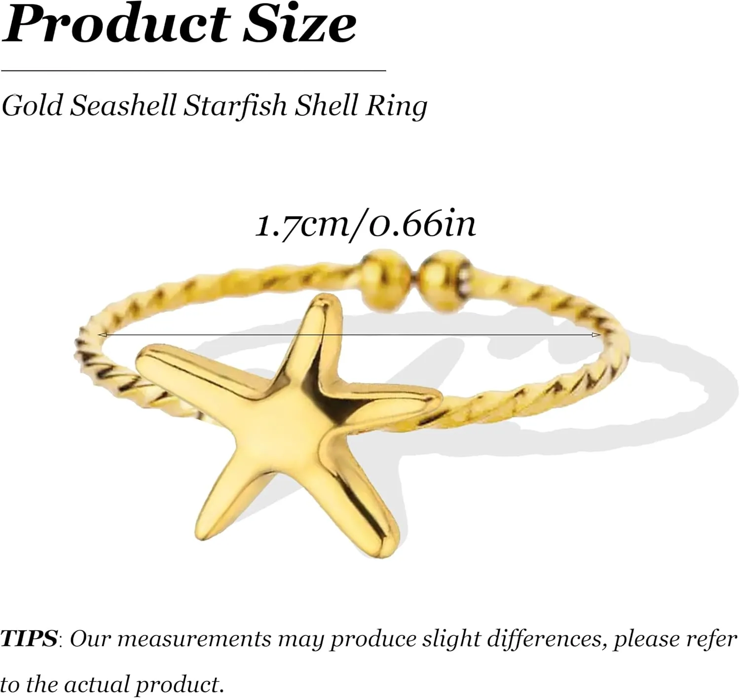 HUASAI Gold Seashell Starfish Shell Ring Dainty Beachy Statement Rings for Women Non Tarnish Summer Jewelry for Women Beach Accessories Vacation Party Summer Stuff