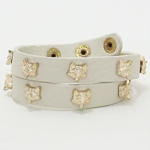 iLLASPARKZ Leather Fox Face Wrap Bracelet