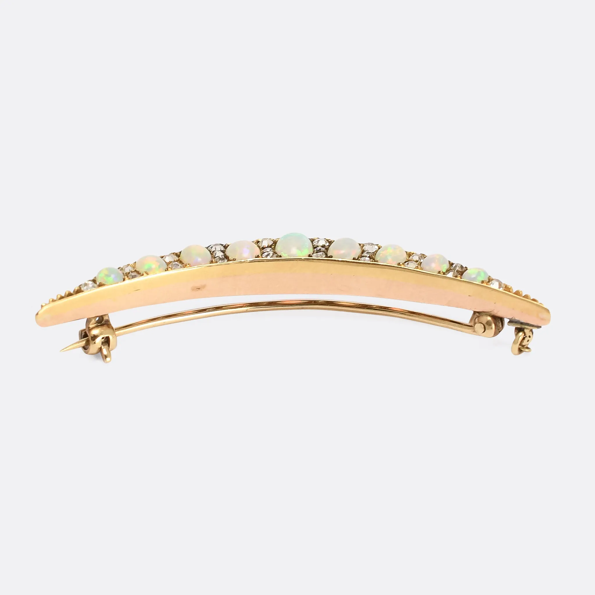 Late Victorian Opal & Diamond Crescent Brooch