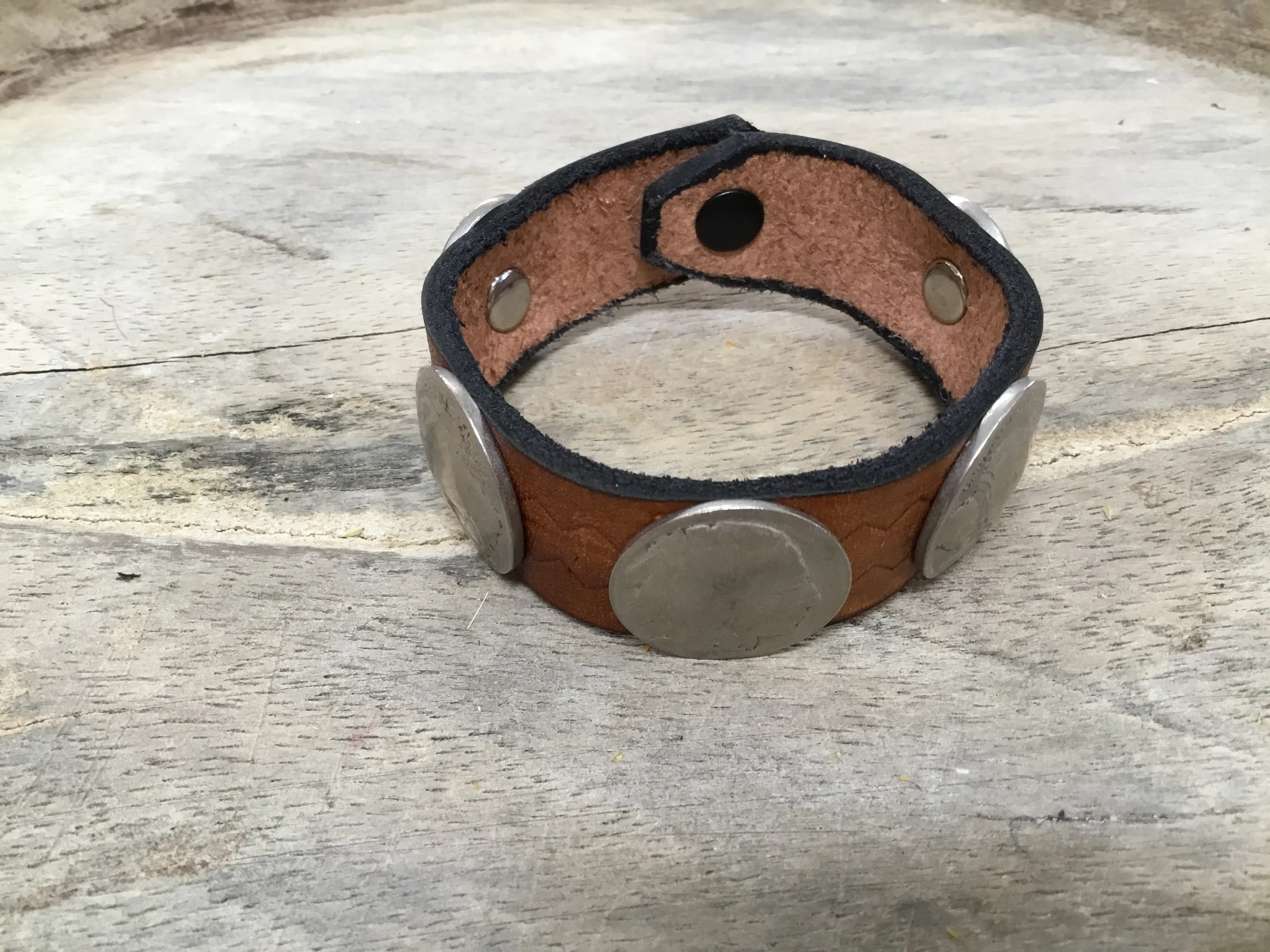 Leather and Buffalo Nickel Snap Cuff Bracelets