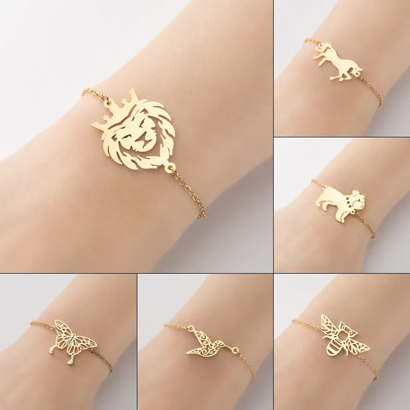Light Luxury Animal Bracelet Ins Butterfly Bird Crown Lion
