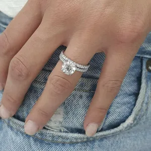 LIOYSIUT Platinum Plated Simulated Diamond Engagement Rings Set Princess Wedding Rings for Women Brilliant Cubic Zirconia Big Engagement Bridal Sets 925 Sterling Silver Promise Rings Set Size 6
