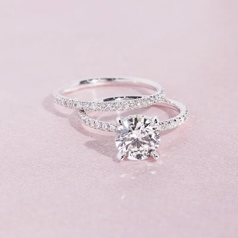 LIOYSIUT Platinum Plated Simulated Diamond Engagement Rings Set Princess Wedding Rings for Women Brilliant Cubic Zirconia Big Engagement Bridal Sets 925 Sterling Silver Promise Rings Set Size 6