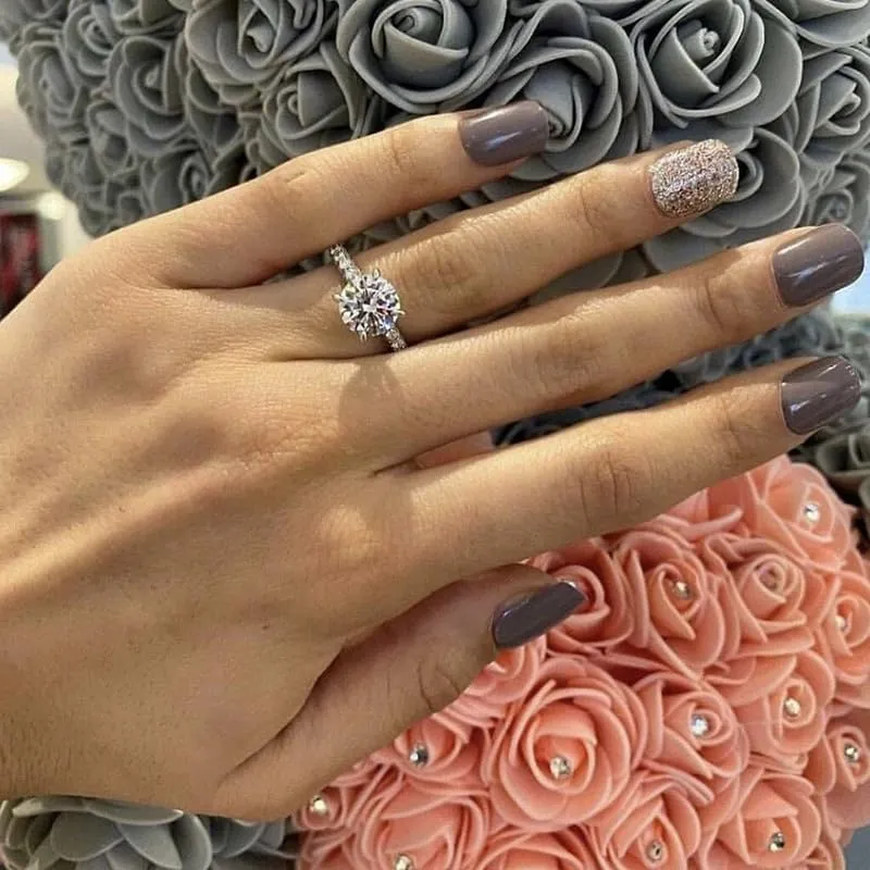 LIOYSIUT Platinum Plated Simulated Diamond Engagement Rings Set Princess Wedding Rings for Women Brilliant Cubic Zirconia Big Engagement Bridal Sets 925 Sterling Silver Promise Rings Set Size 6