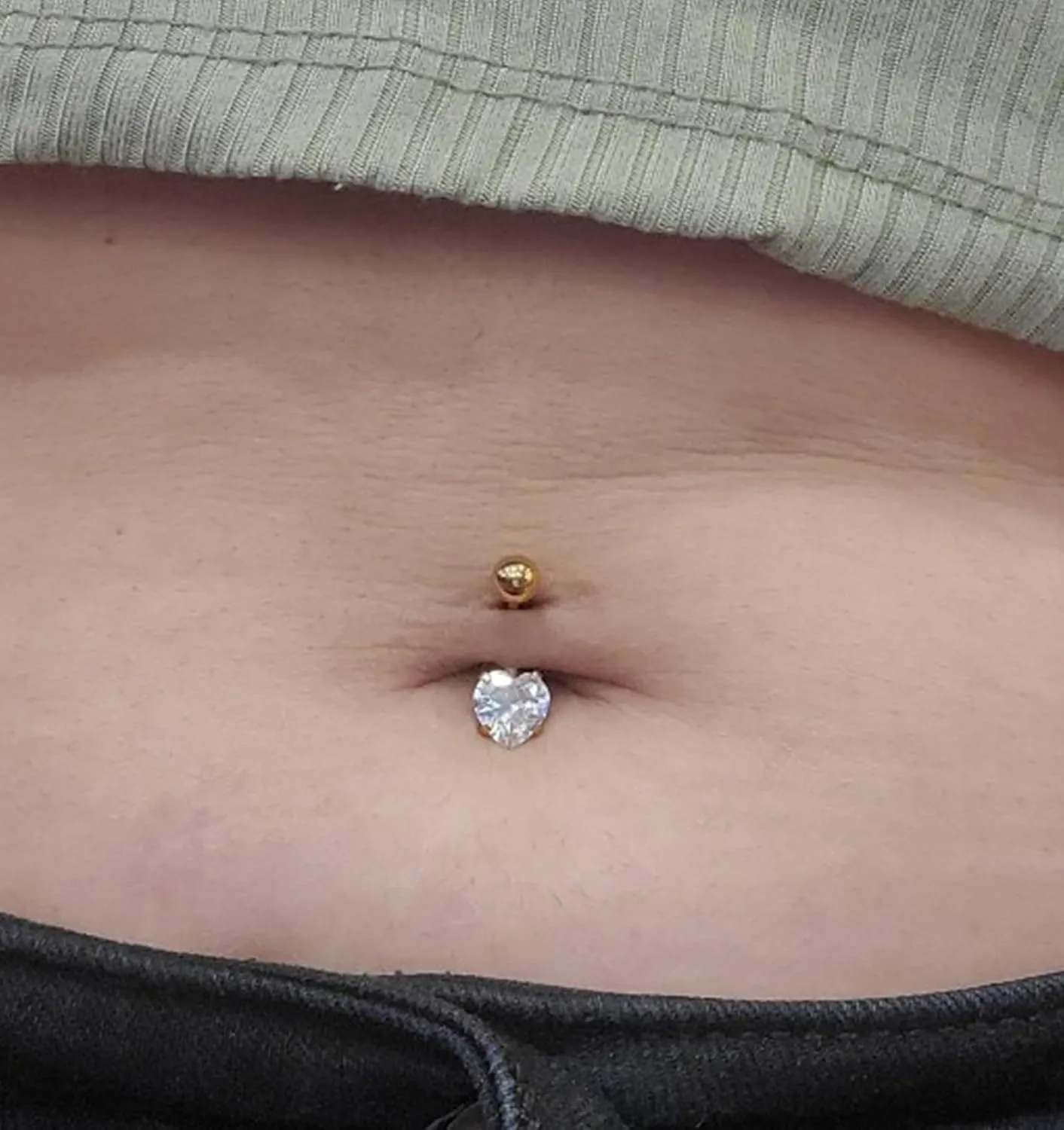 Longita Belly Ring - Surgical Steel & Gold Clicker, Hypoallergenic Navel Ring for Women