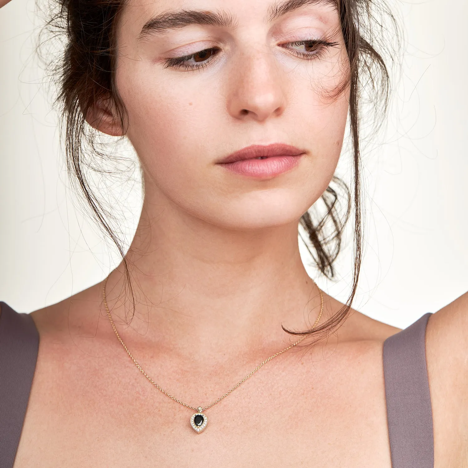 Luna Necklace with Black Diamond