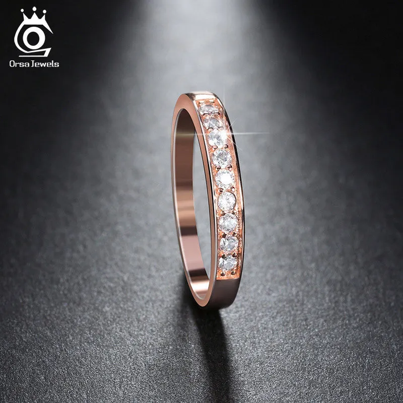 Luxury Austrian Zircon Wedding Band For Women Eternity Ring 3 Layer Platinum Plated Silver Ring