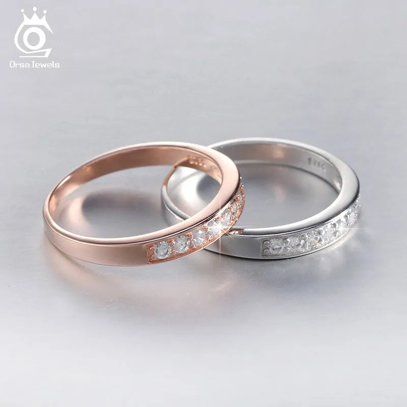 Luxury Austrian Zircon Wedding Band For Women Eternity Ring 3 Layer Platinum Plated Silver Ring