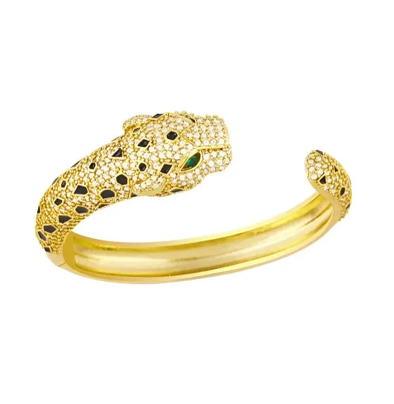 Majestic Panther: 18K Gold Plated Cubic Zirconia Bracelet