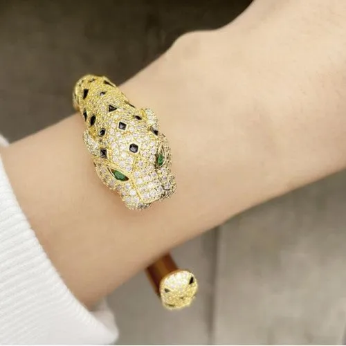 Majestic Panther: 18K Gold Plated Cubic Zirconia Bracelet