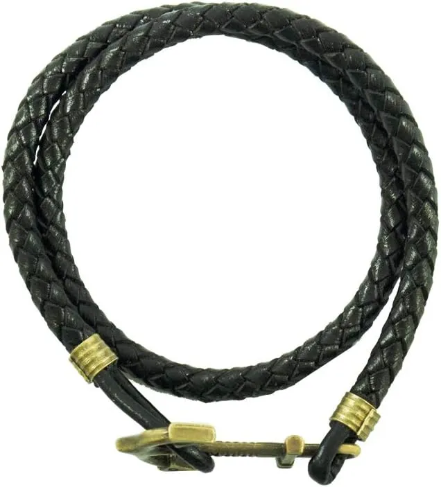Mens Leather Braided Bracelet Women Anchor Feather Surfer Friendship Evil Eye Rudder Braided Boho Cuff Birthday Anniversary Valentines Day Family