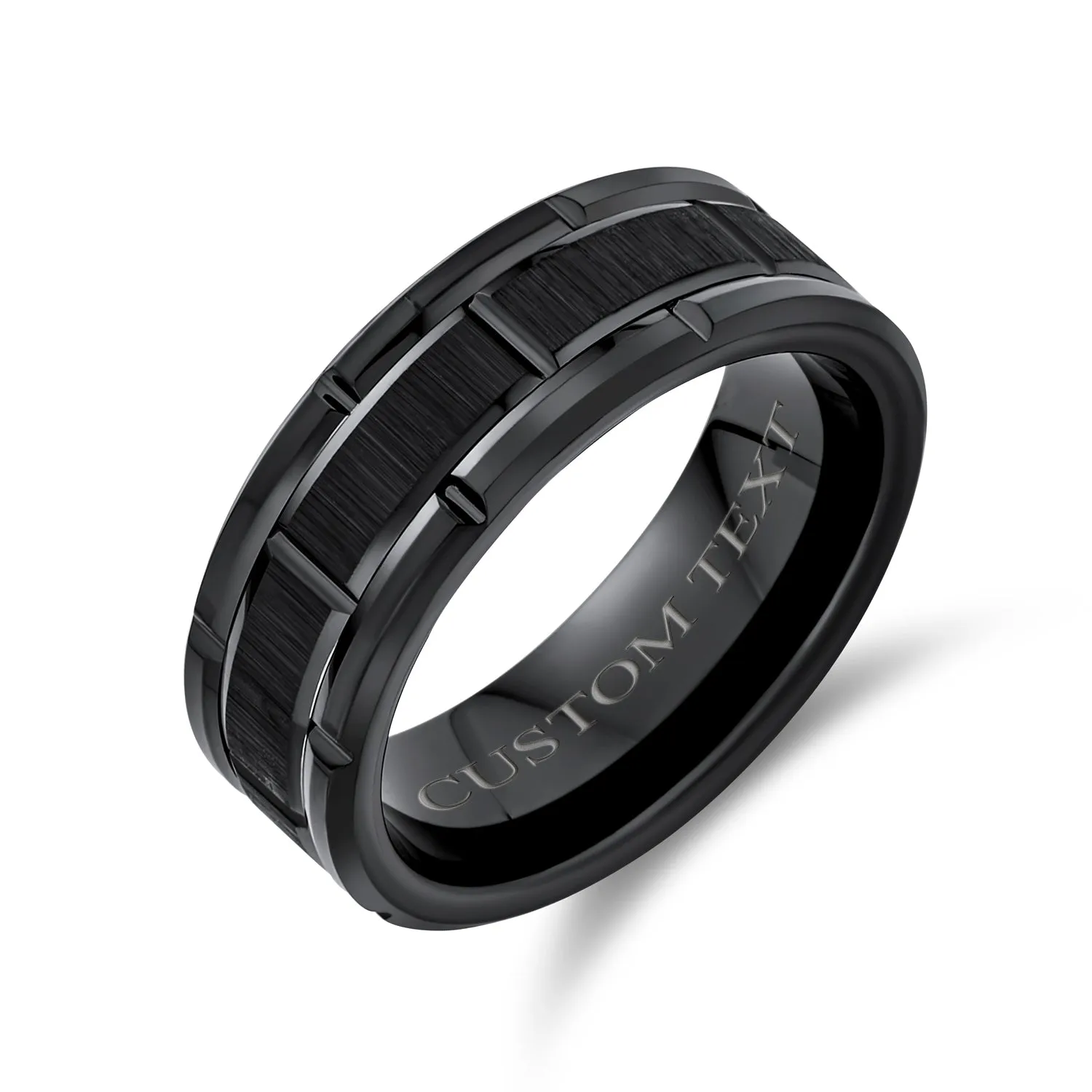 Men's Tungsten Wedding Band Mechanic Car Racer Tire Ring Matte Black Finish