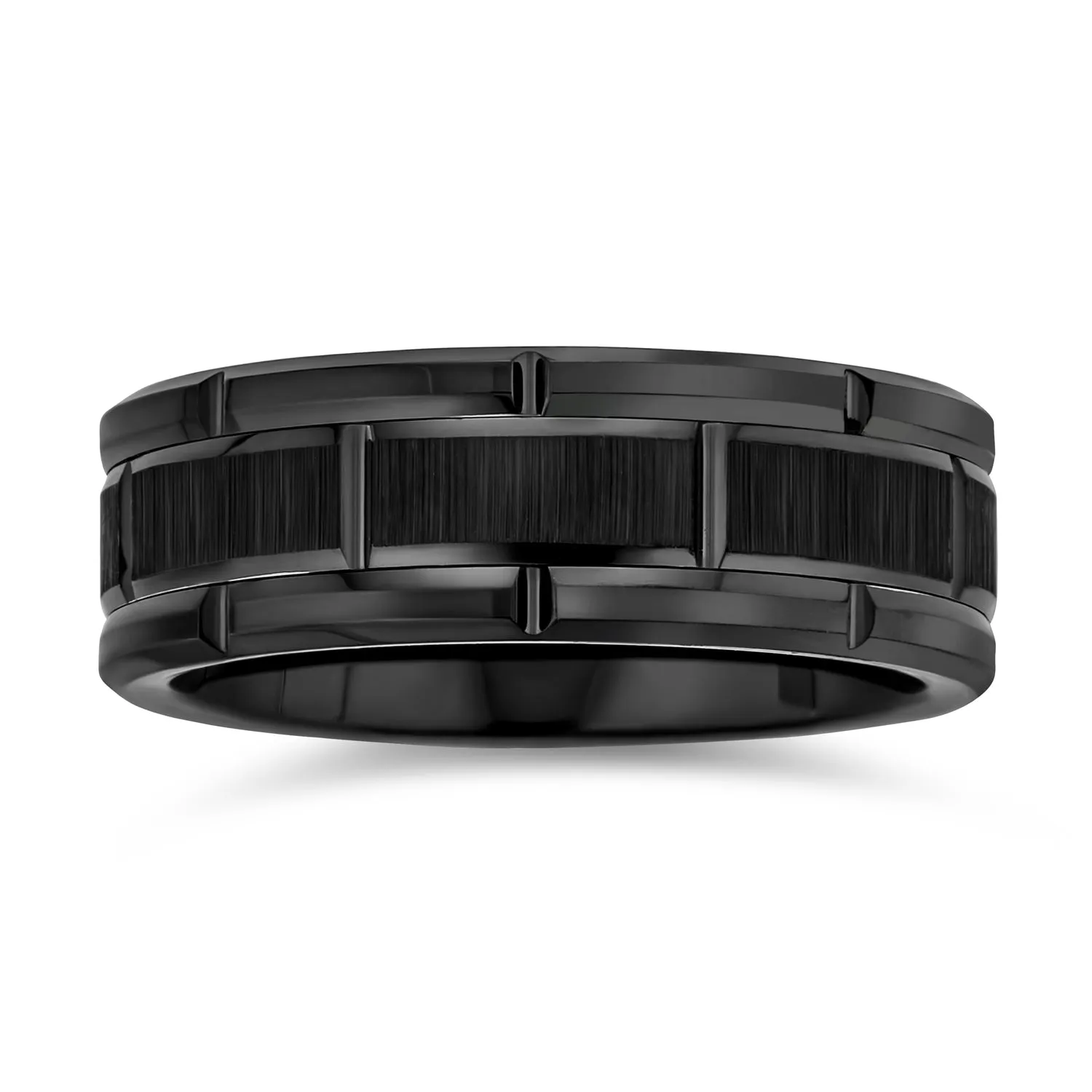 Men's Tungsten Wedding Band Mechanic Car Racer Tire Ring Matte Black Finish