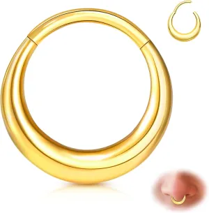 ONESING 16G Septum Rings Stainless Steel Nose Rings Hoops Clicker Septum Piercing Jewelry Silver/Gold Septum Jewelry Cartilage Helix Tragus Body Piercing for Women Men 8mm 10mm