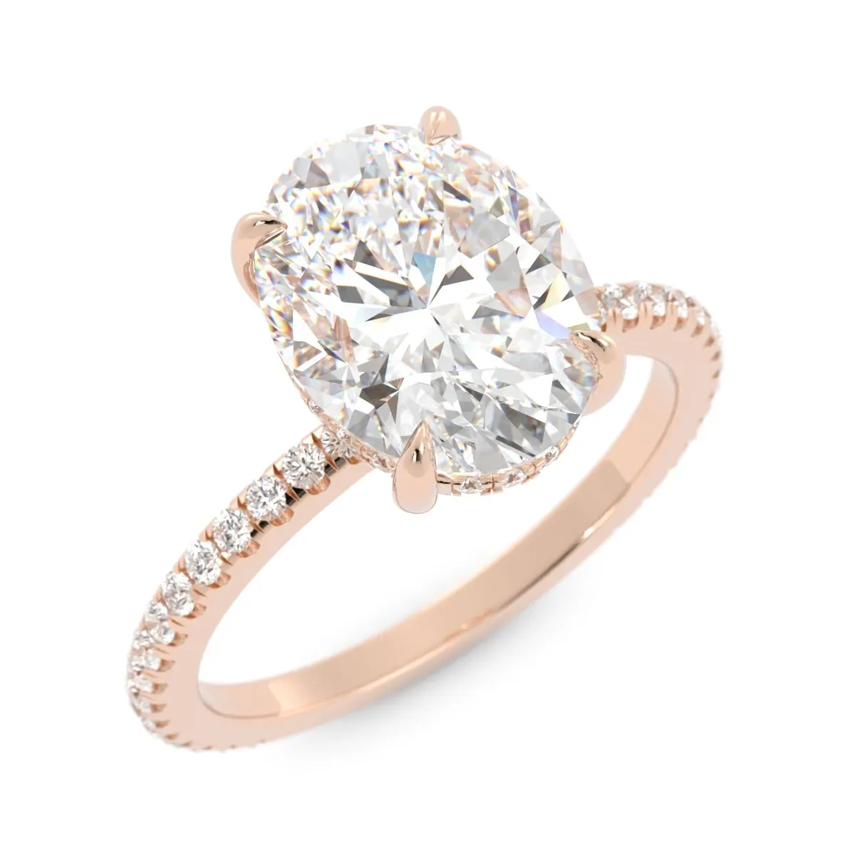 Oval Hidden Halo Diamond Ring