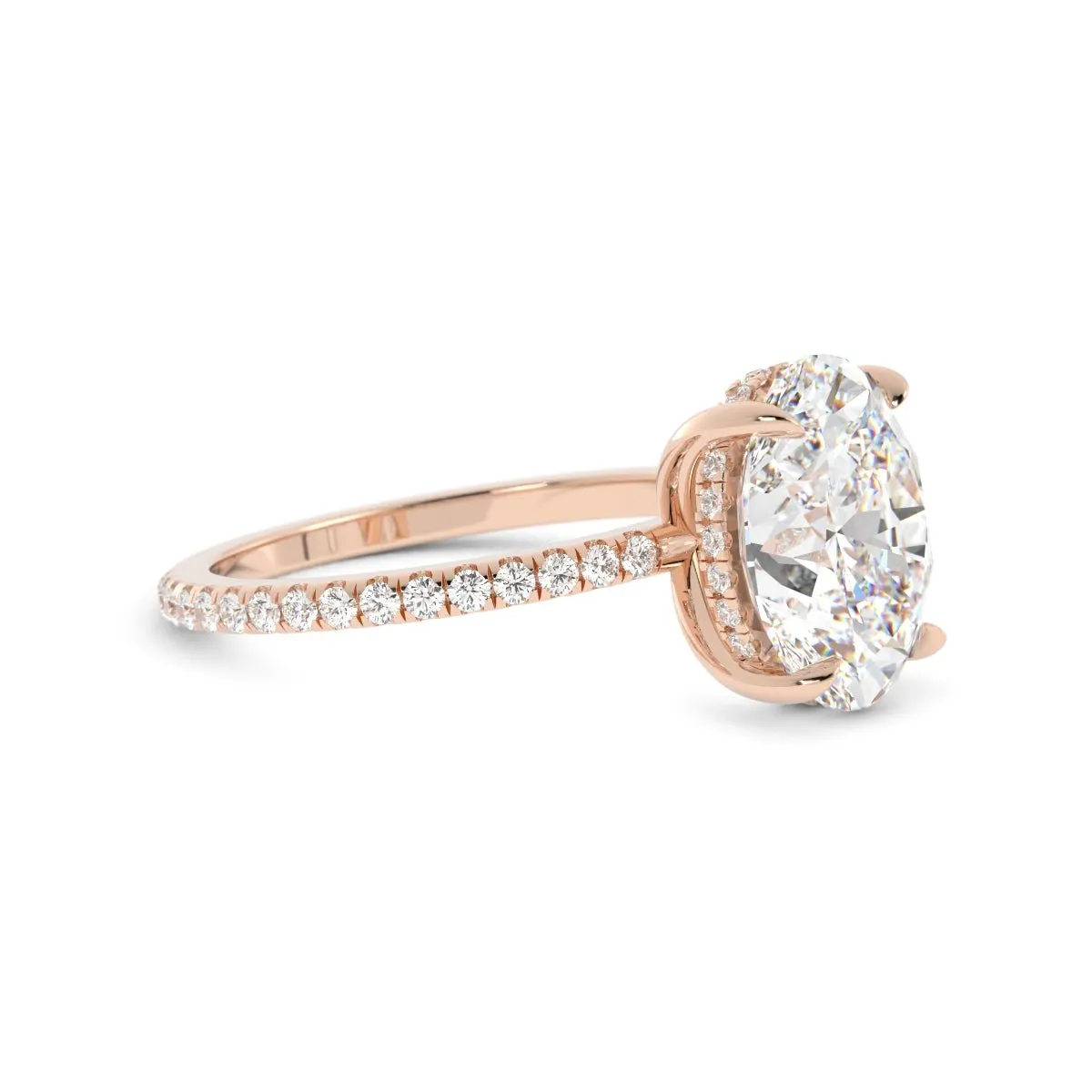 Oval Hidden Halo Diamond Ring