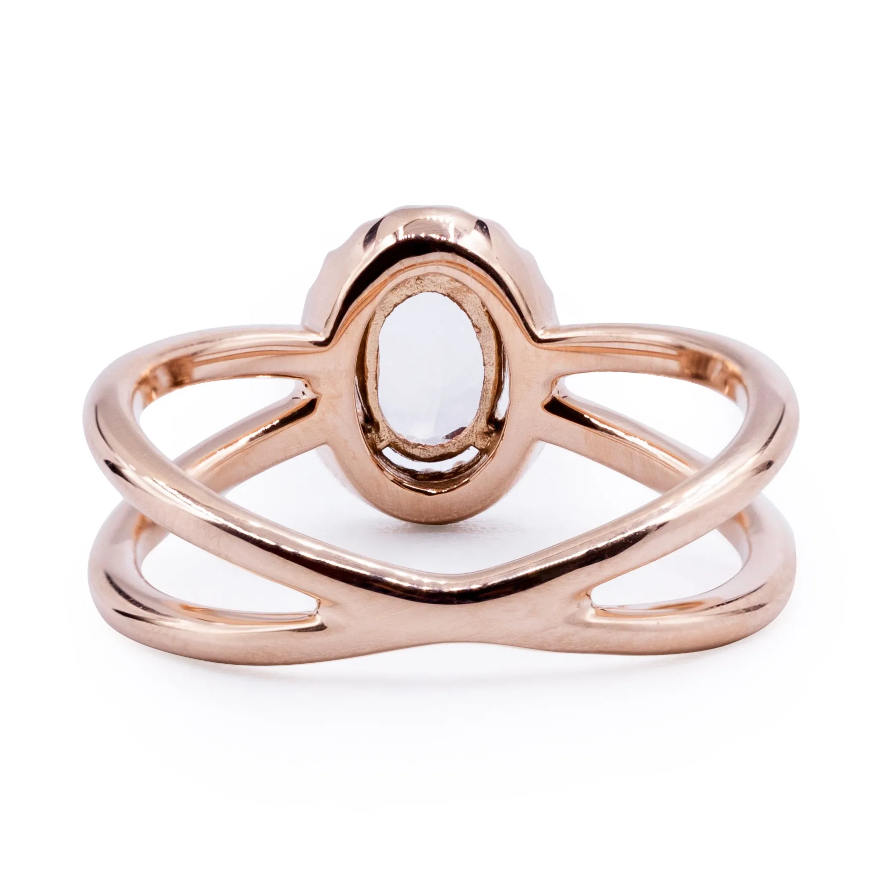 Oval Morganite Setting with Diamond Accented Halo and Criss Cross Ring