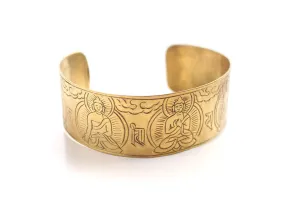 Pancha Buddha Carved Brass Unisex Bracelet
