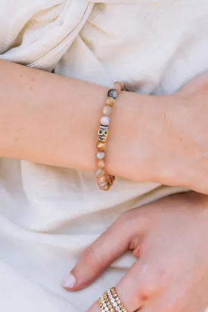 Peach Moonstone Calavera Bracelet