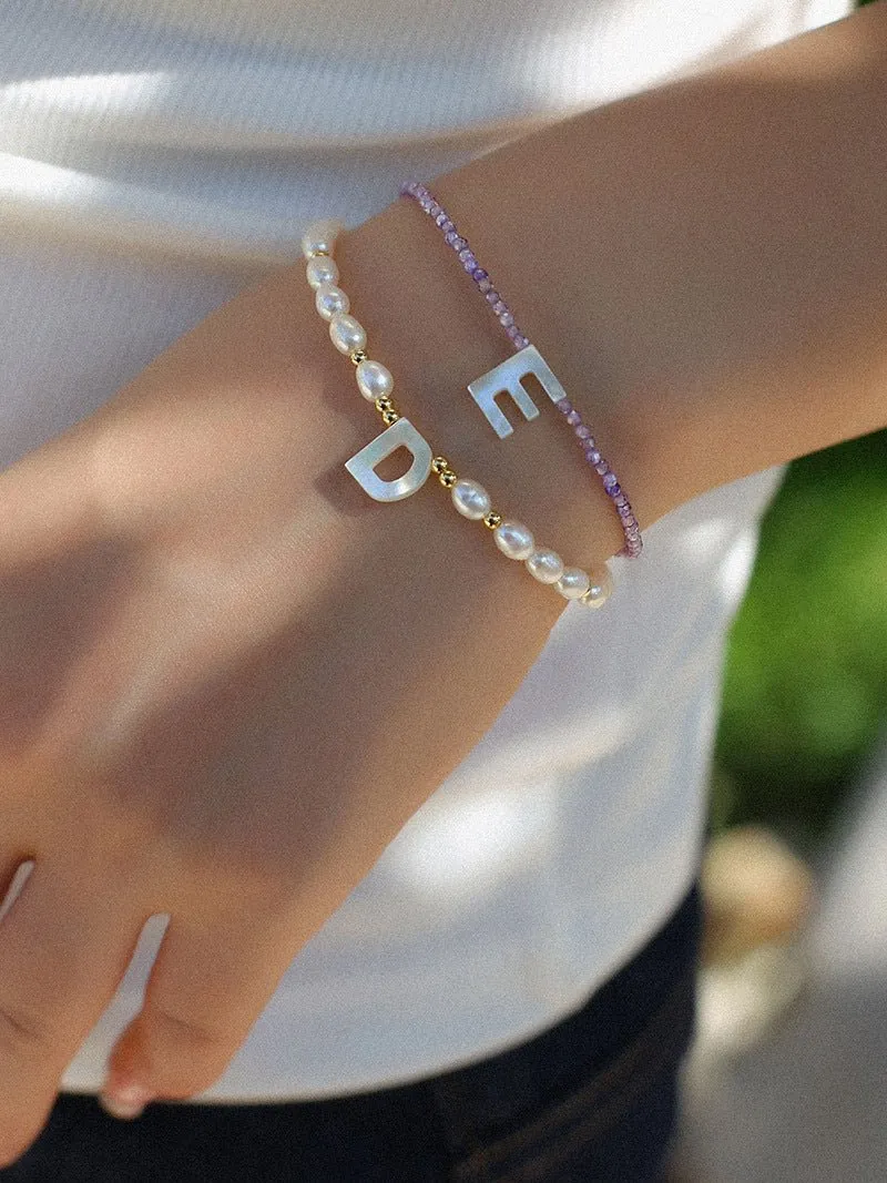 Pearl and Mother-of-Pearl Letter Bracelet