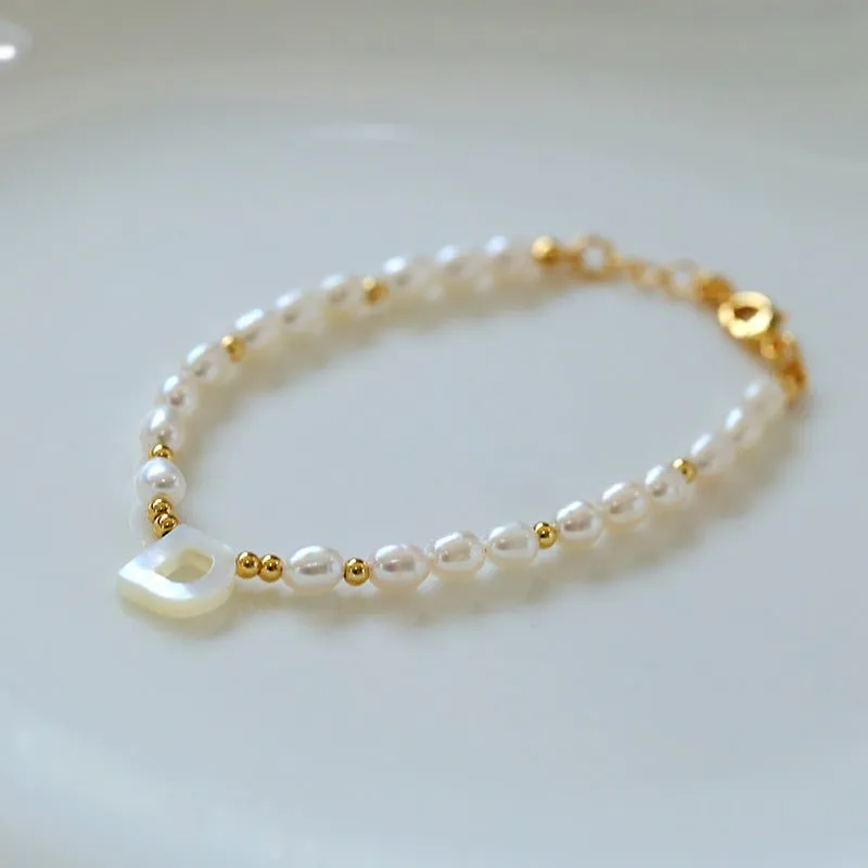 Pearl and Mother-of-Pearl Letter Bracelet