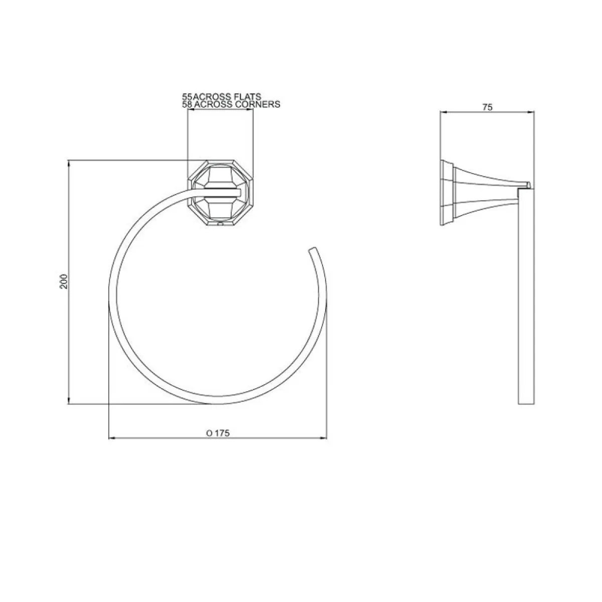 Perrin & Rowe Deco Towel Ring