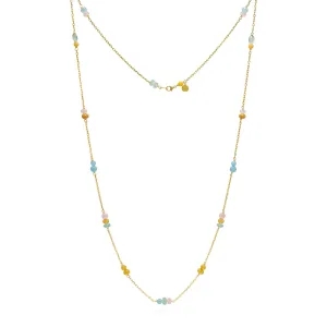 Piccolo Melrose 18K Gold Necklace, 74cm, w. Aventurine & Guava quartz