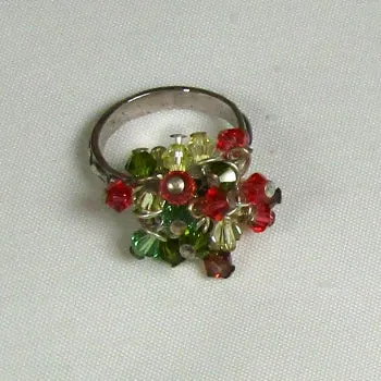 Pink Tones Crystal Party Ring Size 8