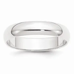 Platinum 5mm Half-Round Wedding Band Ring