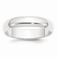 Platinum 5mm Half-Round Wedding Band Ring