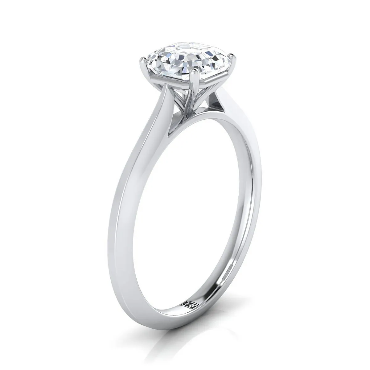 Platinum Asscher Cut  Timeless Solitaire Comfort Fit Engagement Ring