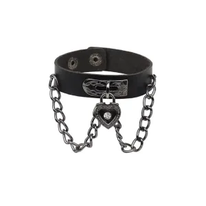 PU Punk Gothic  Spike Stud Heart Skull Chain Bracelet