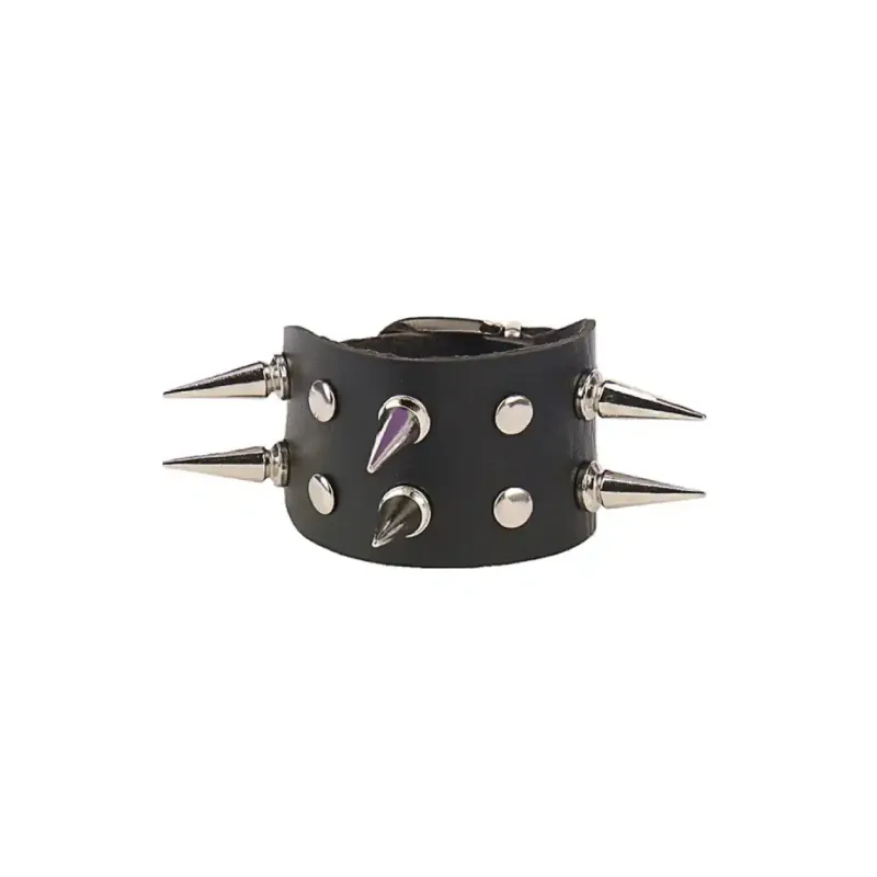 PU Punk Gothic  Spike Stud Heart Skull Chain Bracelet