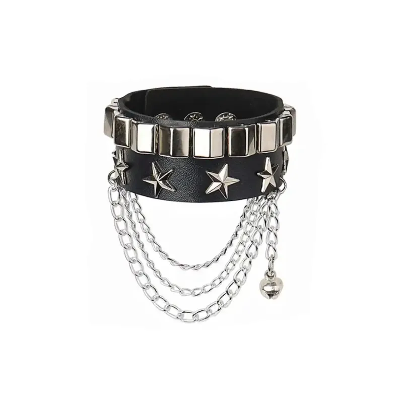 PU Punk Gothic  Spike Stud Heart Skull Chain Bracelet