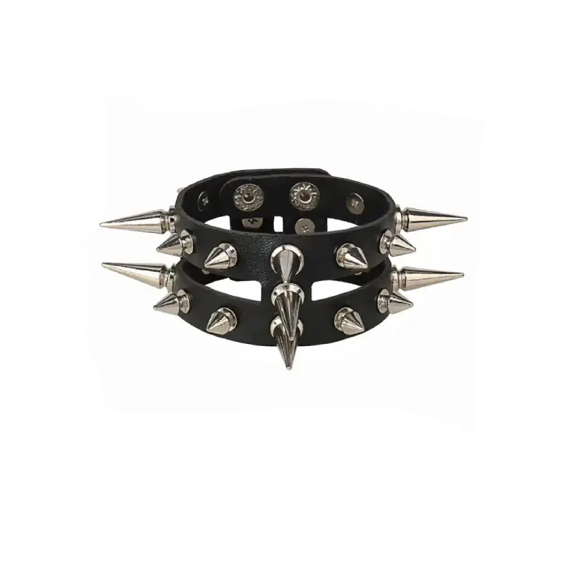 PU Punk Gothic  Spike Stud Heart Skull Chain Bracelet