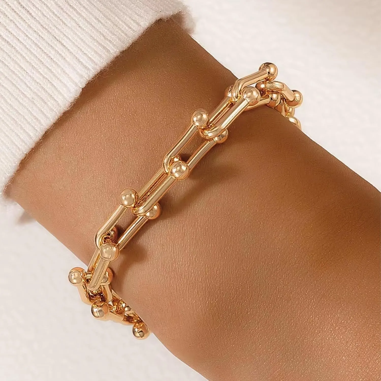 QueenBee 10K Gold & 925 Sterling Silver Paperclip Chain Bracelet for Women  Adjustable, Hypoallergenic, Non-Tarnish Everyday Jewelry | Trendy Gold & Silver Bracelet Gift for Birthdays, Valentines & Mothers Day