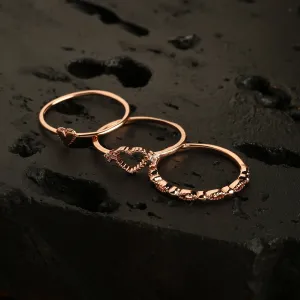 Real Gold Plated 3 Pack Stacking Rings For Women By Accessorize London (Small)