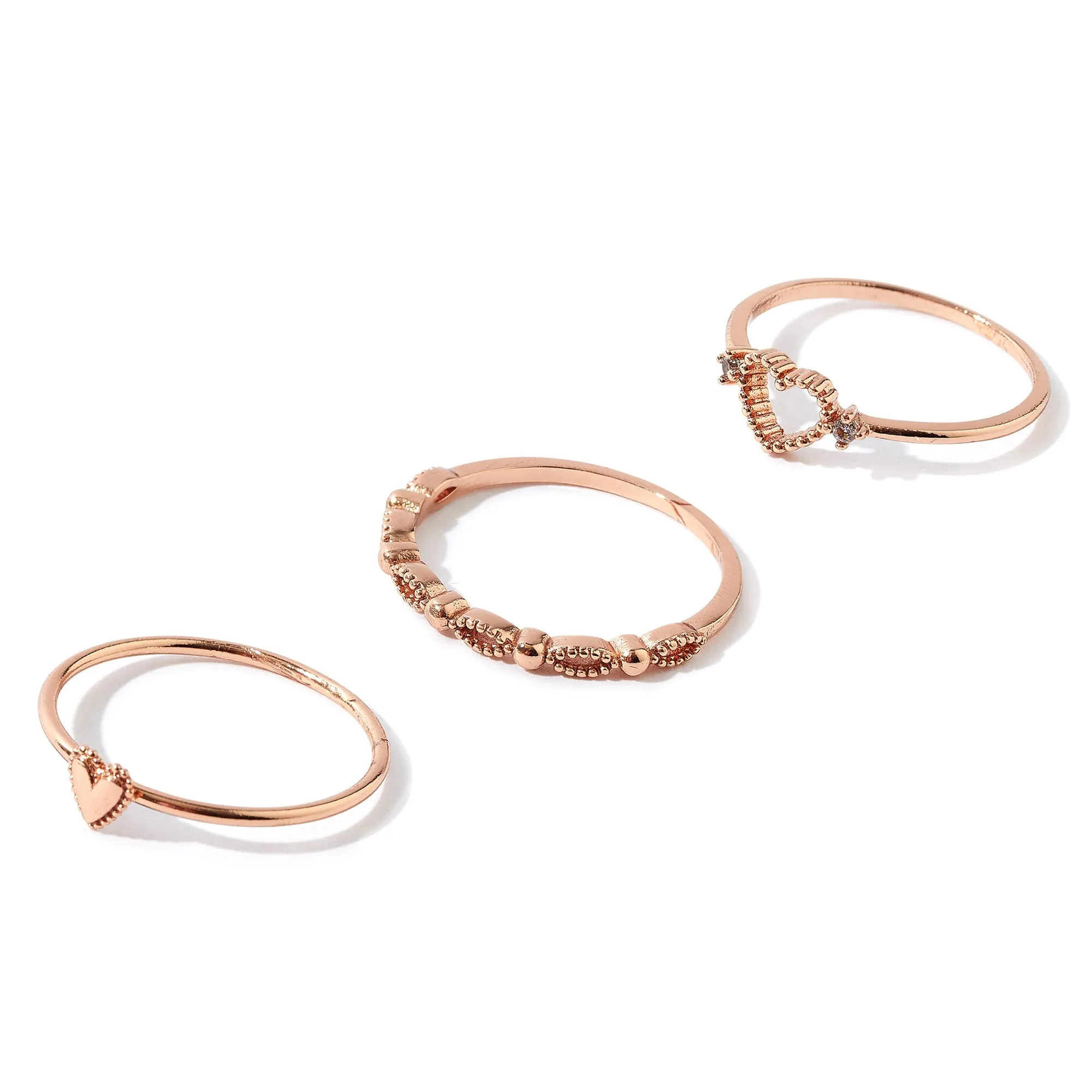 Real Gold Plated 3 Pack Stacking Rings For Women By Accessorize London (Small)