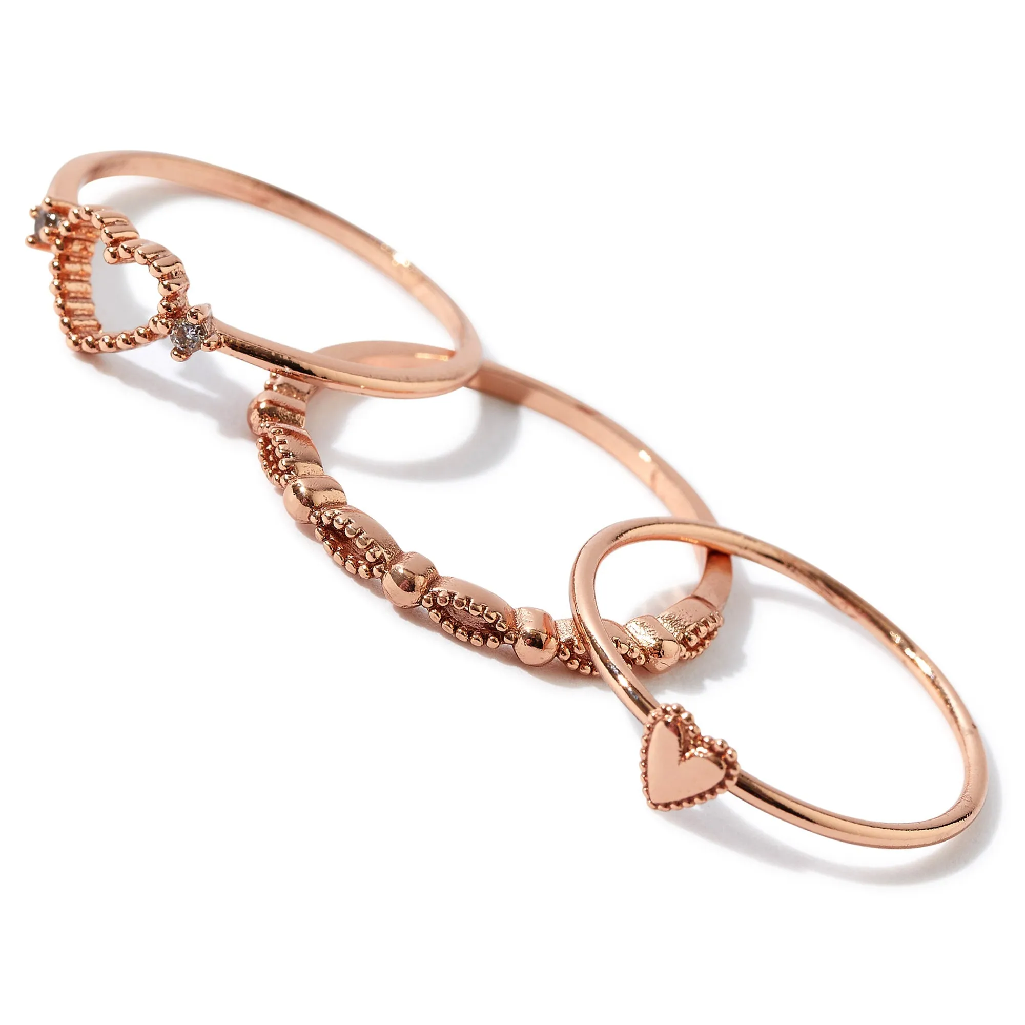 Real Gold Plated 3 Pack Stacking Rings For Women By Accessorize London (Small)