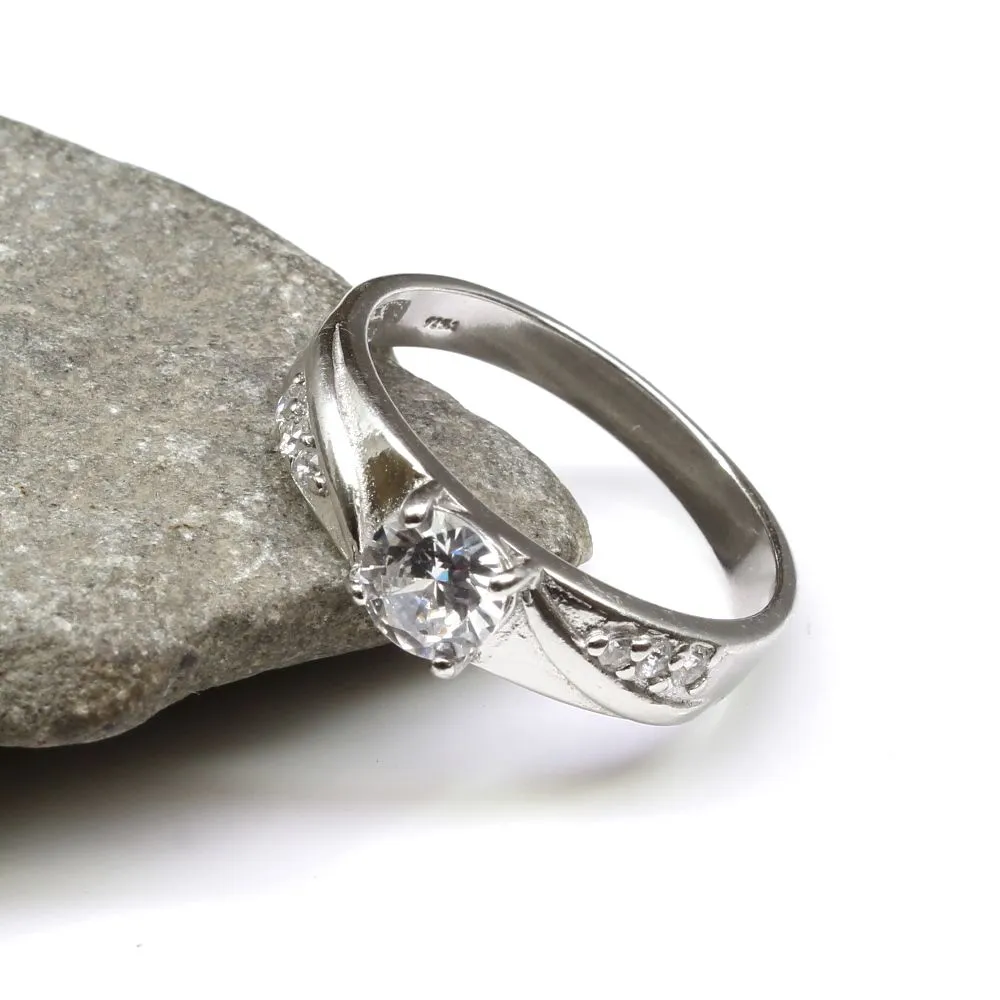 Real Silver White CZ Men's ring