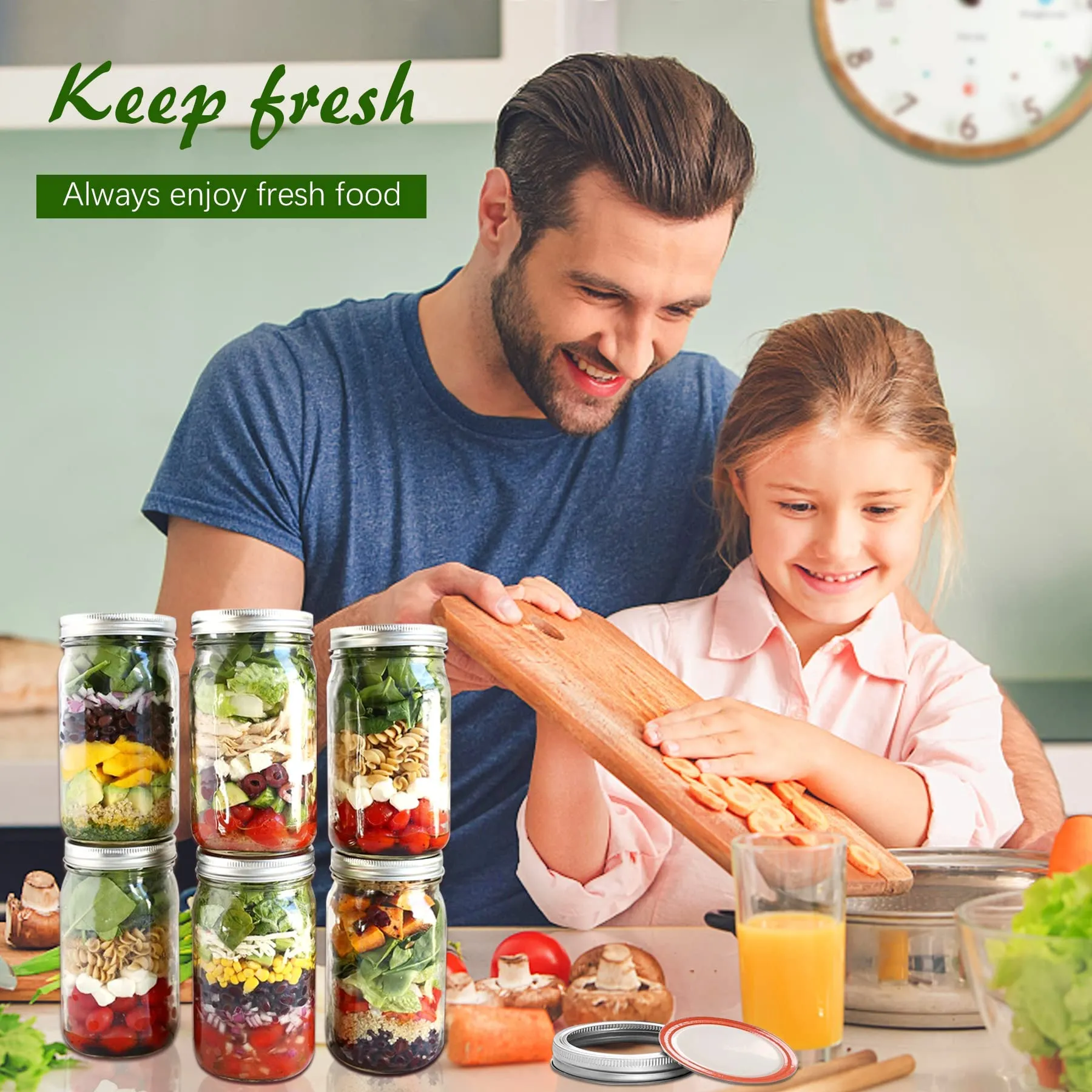 Regular-Mouth 70mm Mason Jar Lids &amp; Rings for Glass Jars – 120 Sets