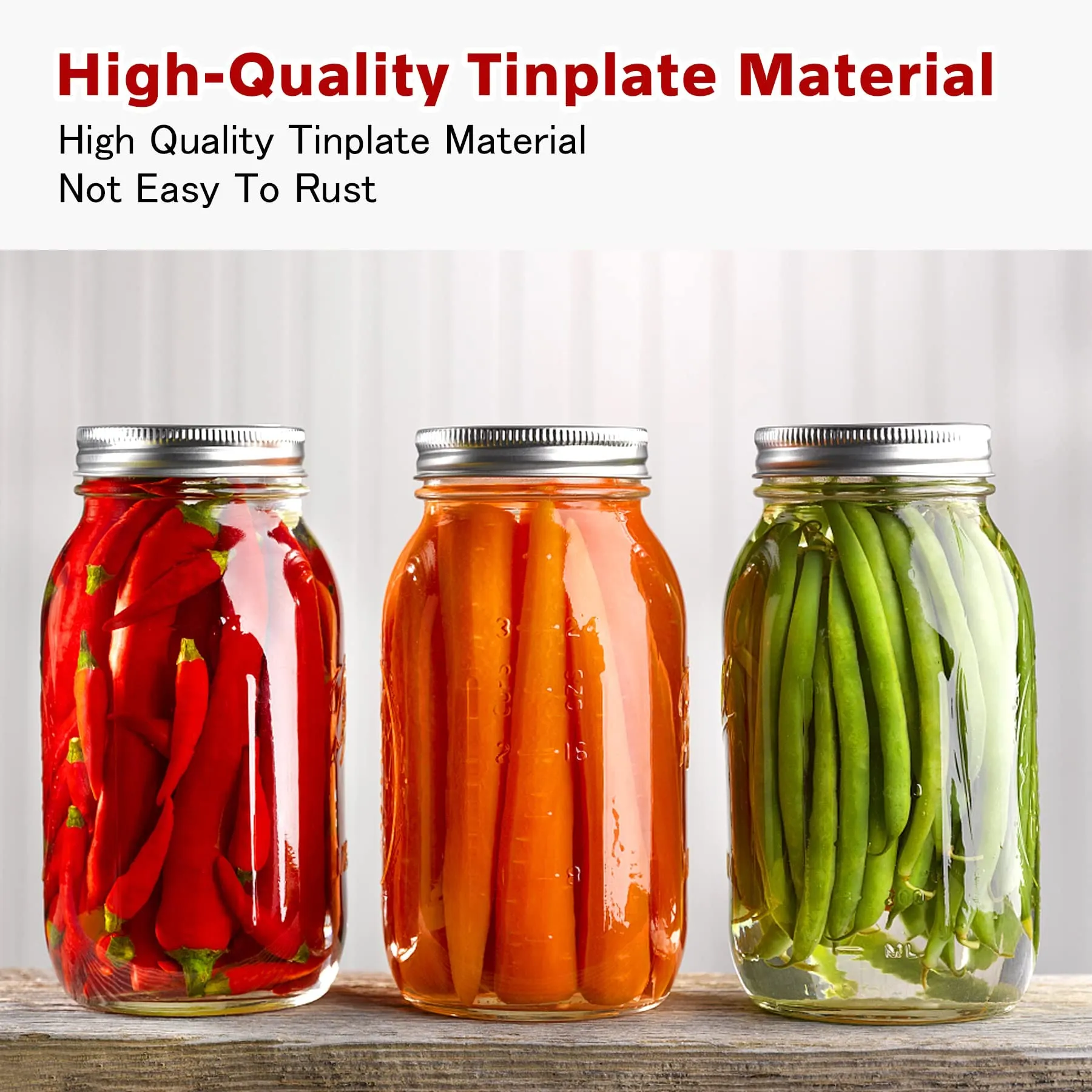 Regular-Mouth 70mm Mason Jar Lids &amp; Rings for Glass Jars – 120 Sets