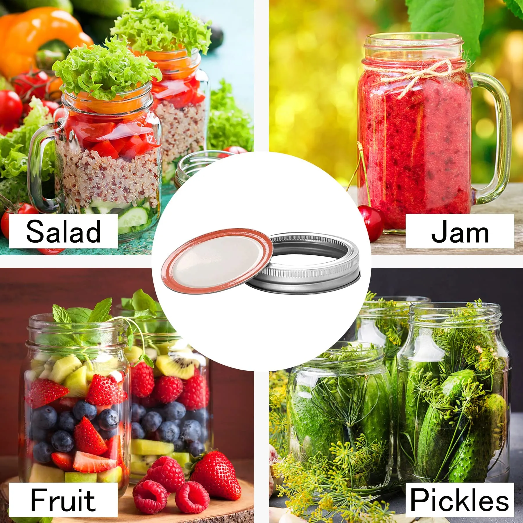Regular-Mouth 70mm Mason Jar Lids &amp; Rings for Glass Jars – 120 Sets
