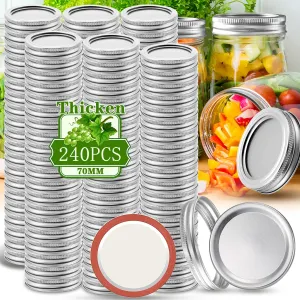 Regular-Mouth 70mm Mason Jar Lids &amp; Rings for Glass Jars – 120 Sets