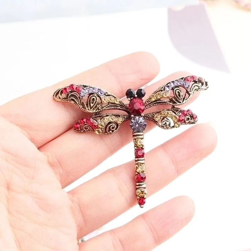 Retro Dragonfly Alloy Inlay Rhinestones Unisex Brooches