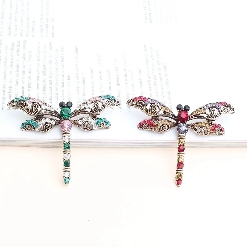 Retro Dragonfly Alloy Inlay Rhinestones Unisex Brooches