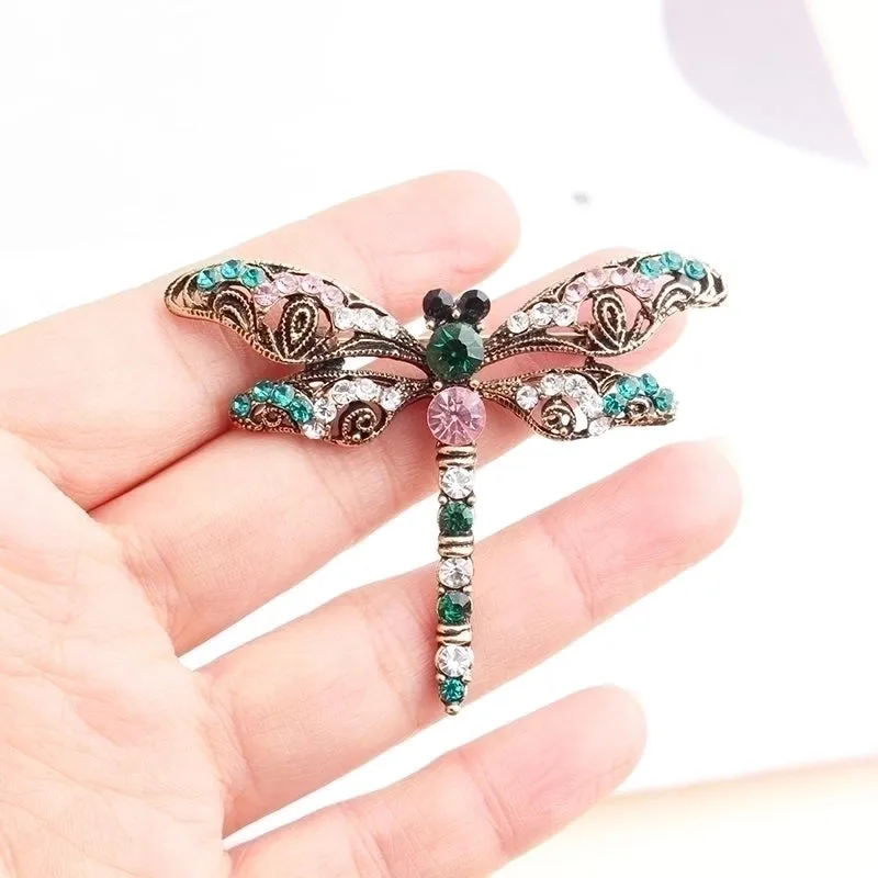 Retro Dragonfly Alloy Inlay Rhinestones Unisex Brooches