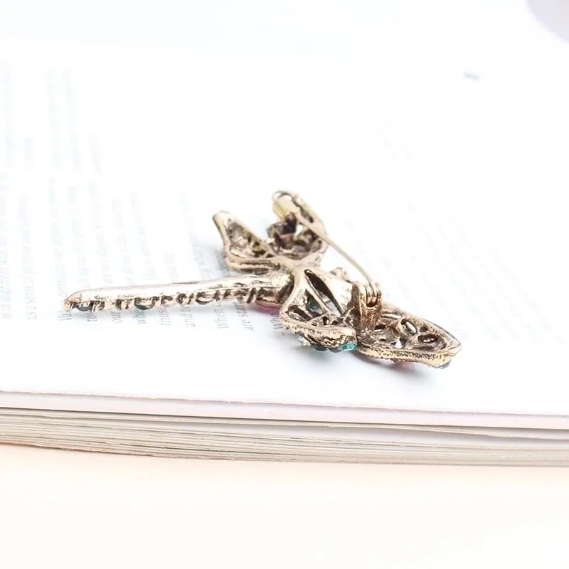 Retro Dragonfly Alloy Inlay Rhinestones Unisex Brooches